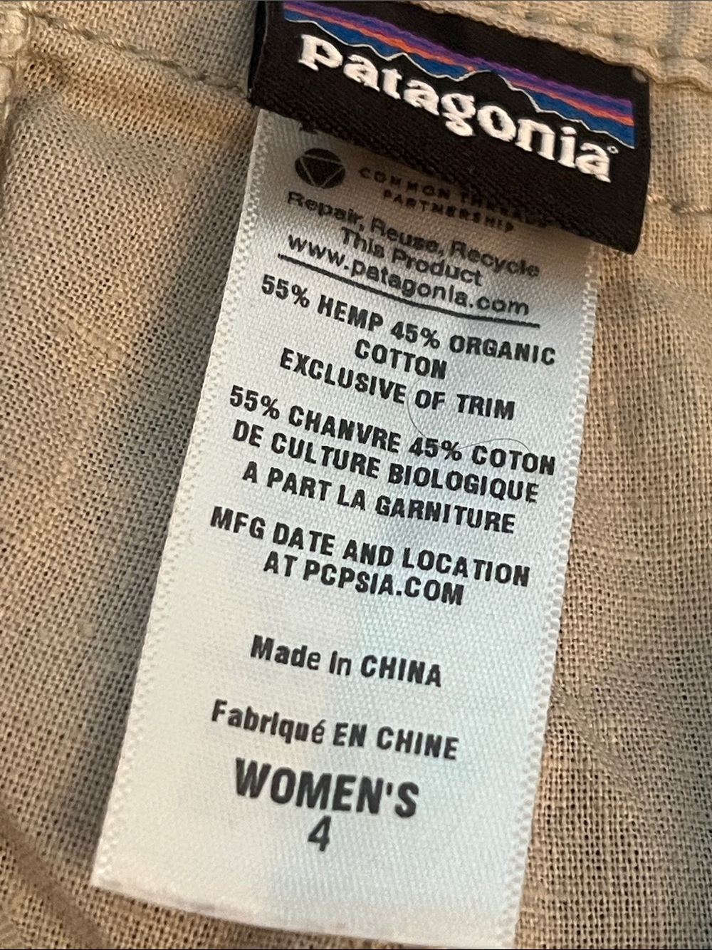 Patagonia - Wide Leg Hemp/Cotton Pants in Light Beige, Great condition! Size 4. - Picture 11 of 12